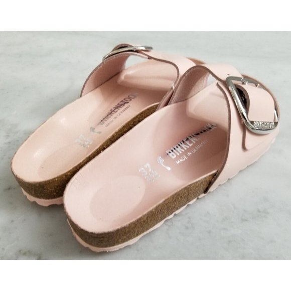 Birkenstock Madrid Big Buckle Sandals High Shine Light Rose Leather Size 37 - Picture 3 of 5